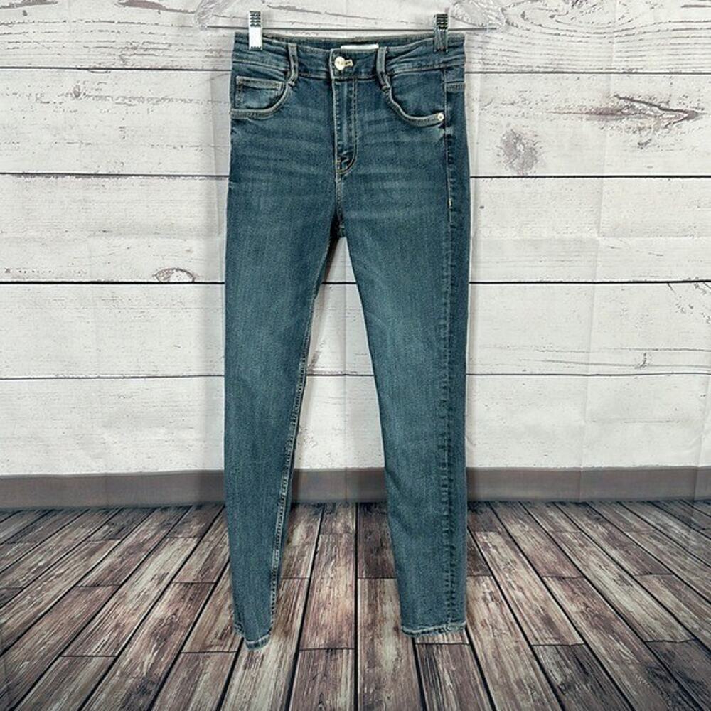 Zara Jeans Women 2 Blue High Rise Skinny Minimalist Stretch Casual Preppy Modern
